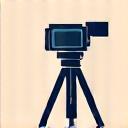 Professional video camera on a tripod